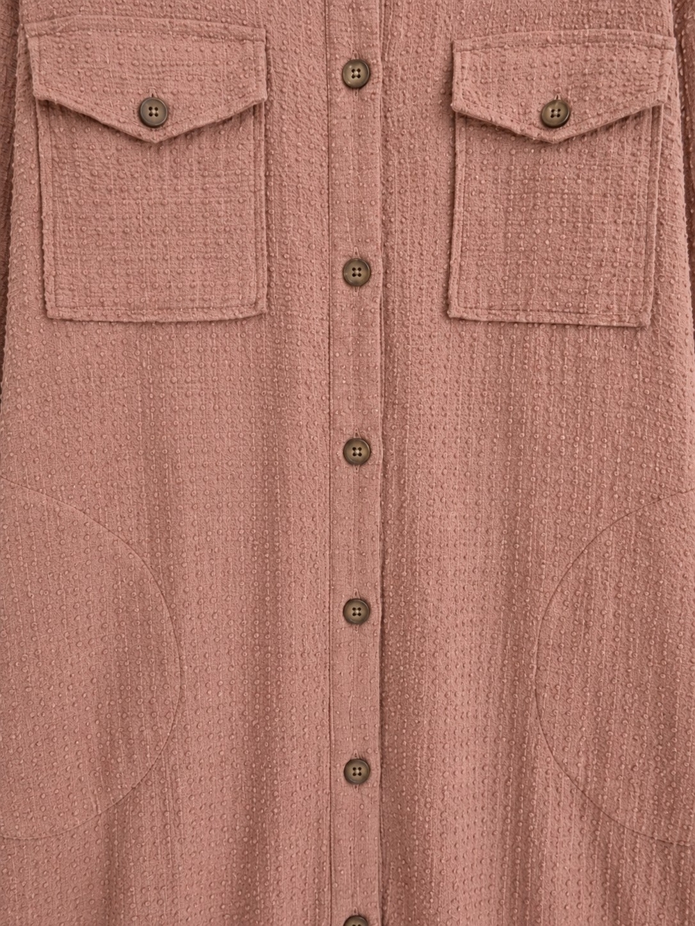 Free People Washed Rose Textured Hobnail Maxi Shirt Dress XL Boho Button Front - Picture 4 of 13